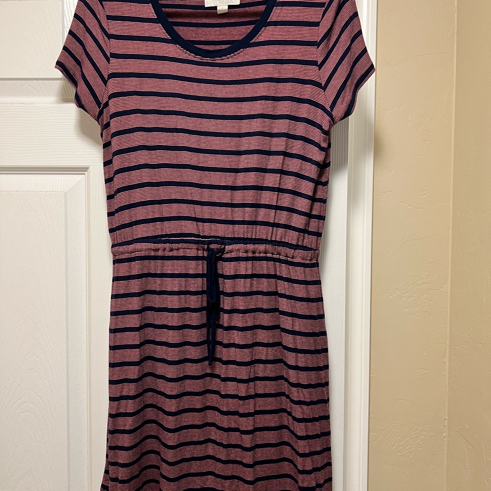 Olive and oak striped dress